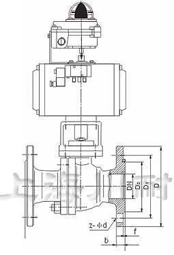 不銹鋼氣動法蘭球閥結(jié)構(gòu)圖