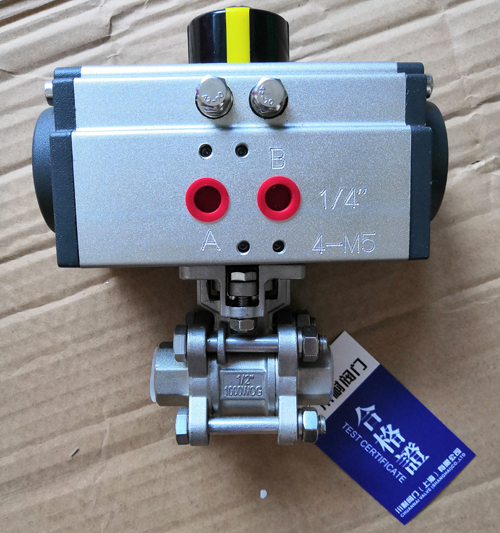 氣動三片式高平臺螺紋球閥